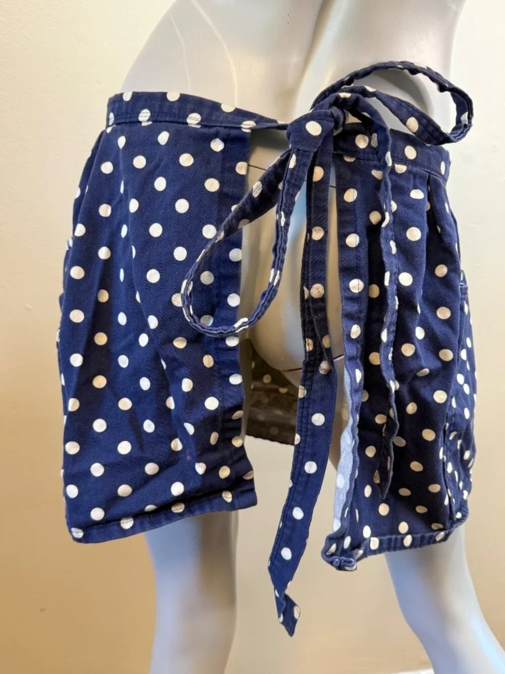 Vintage Style Boston Red Sox Polka Dot Half Apron Tradwife Reworked OOAK